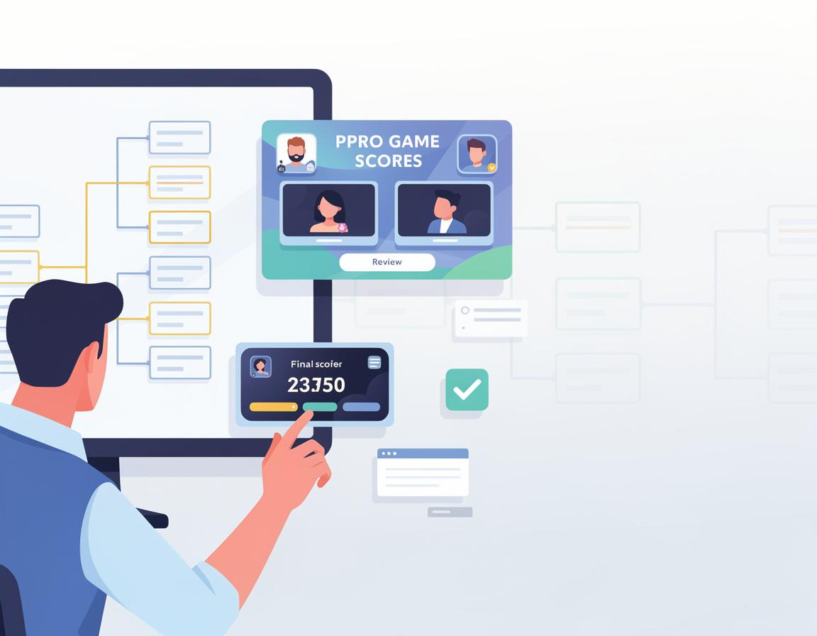 Ilustrasi alur submit skor dengan screenshot yang layak direview untuk turnamen game online hbo99 dengan bracket, room match, dan bukti skor